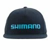 Shimano Flat Peak Blue Rubberised Logo Cap Black