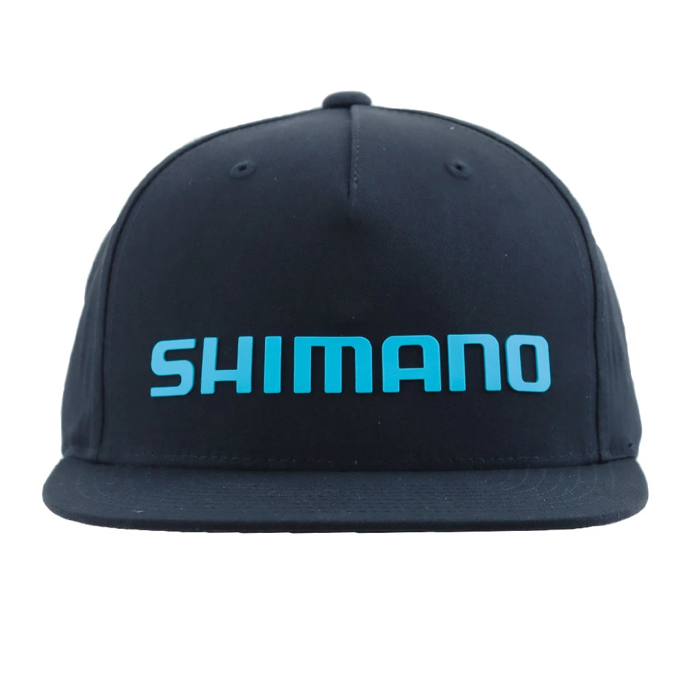 Shimano Flat Peak Blue Rubberised Logo Cap Black 1 Shimano Flat Peak Blue Rubberised Logo Cap Black