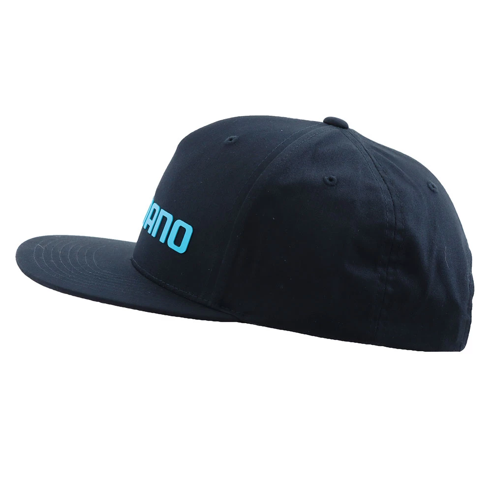 Shimano Flat Peak Blue Rubberised Logo Cap Black 2 Shimano Flat Peak Blue Rubberised Logo Cap Black - Image 2